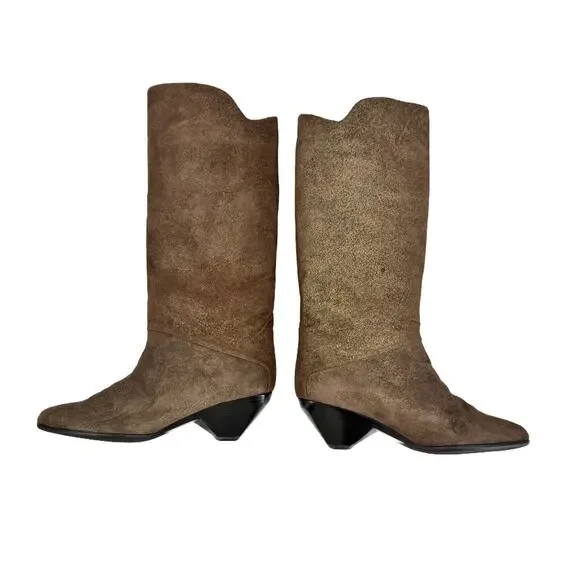 Vintage Casadei Textured Metallic Leather Tall Knee Boots size 6